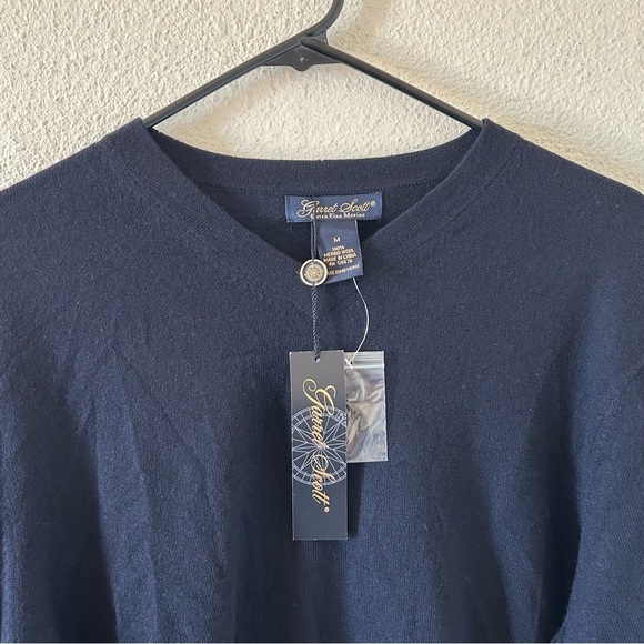 Garret Scott Men’s Merino Wool Sweater Medium NWT Navy Blue Stretchy Work Dressy - Picture 3 of 7